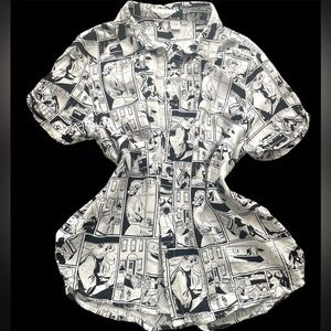 Comic strip button up blouse 🎱